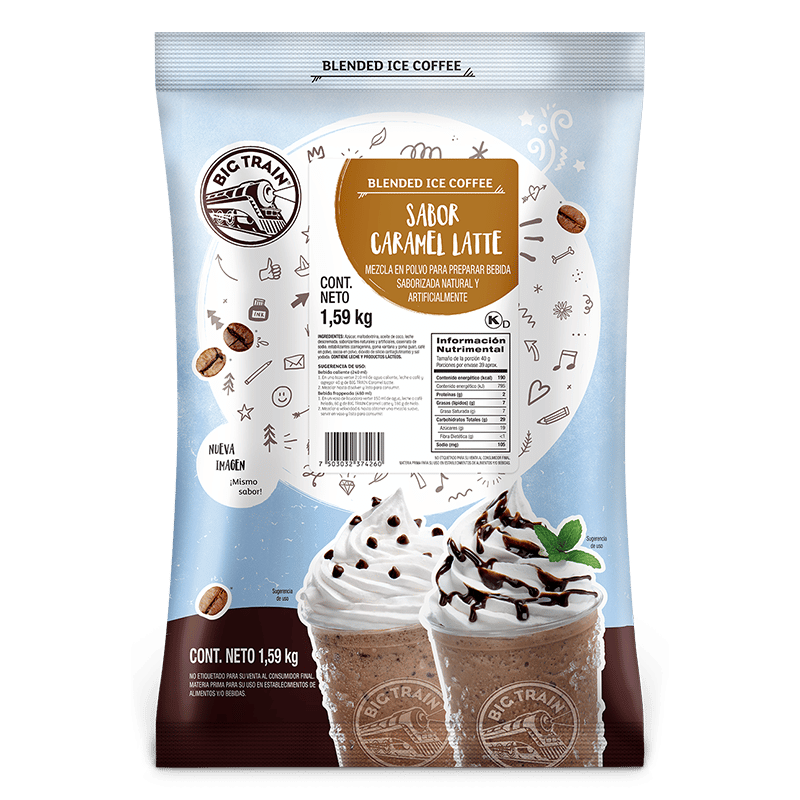 CARAMEL LATTE BLENDED ICE COFFEE BIG TRAIN